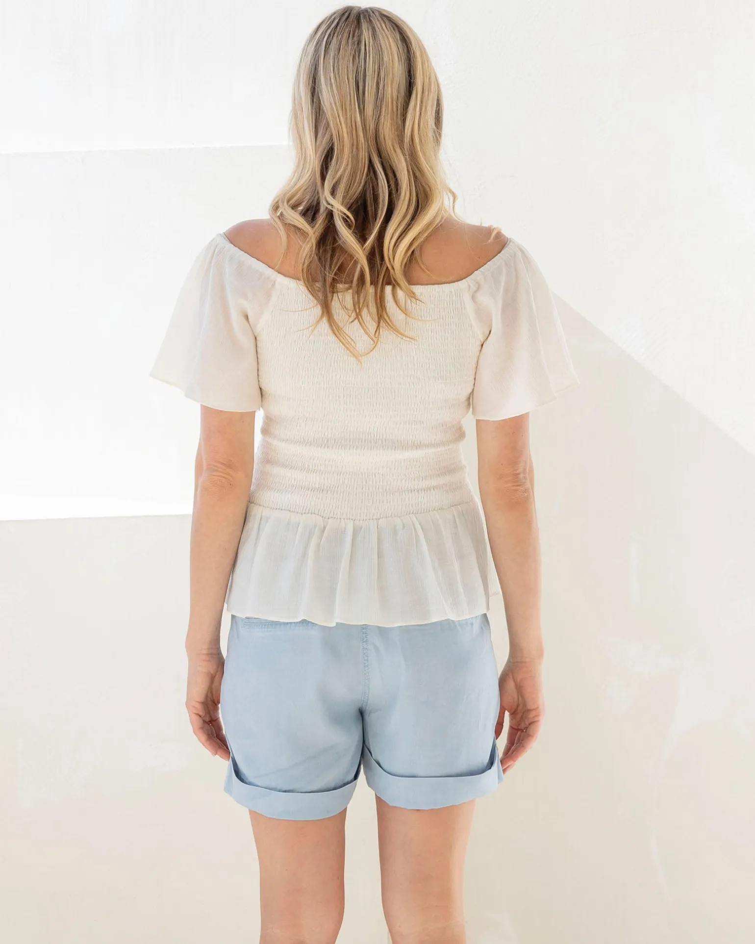 Maternity Tencel Summer Shorts in Blue