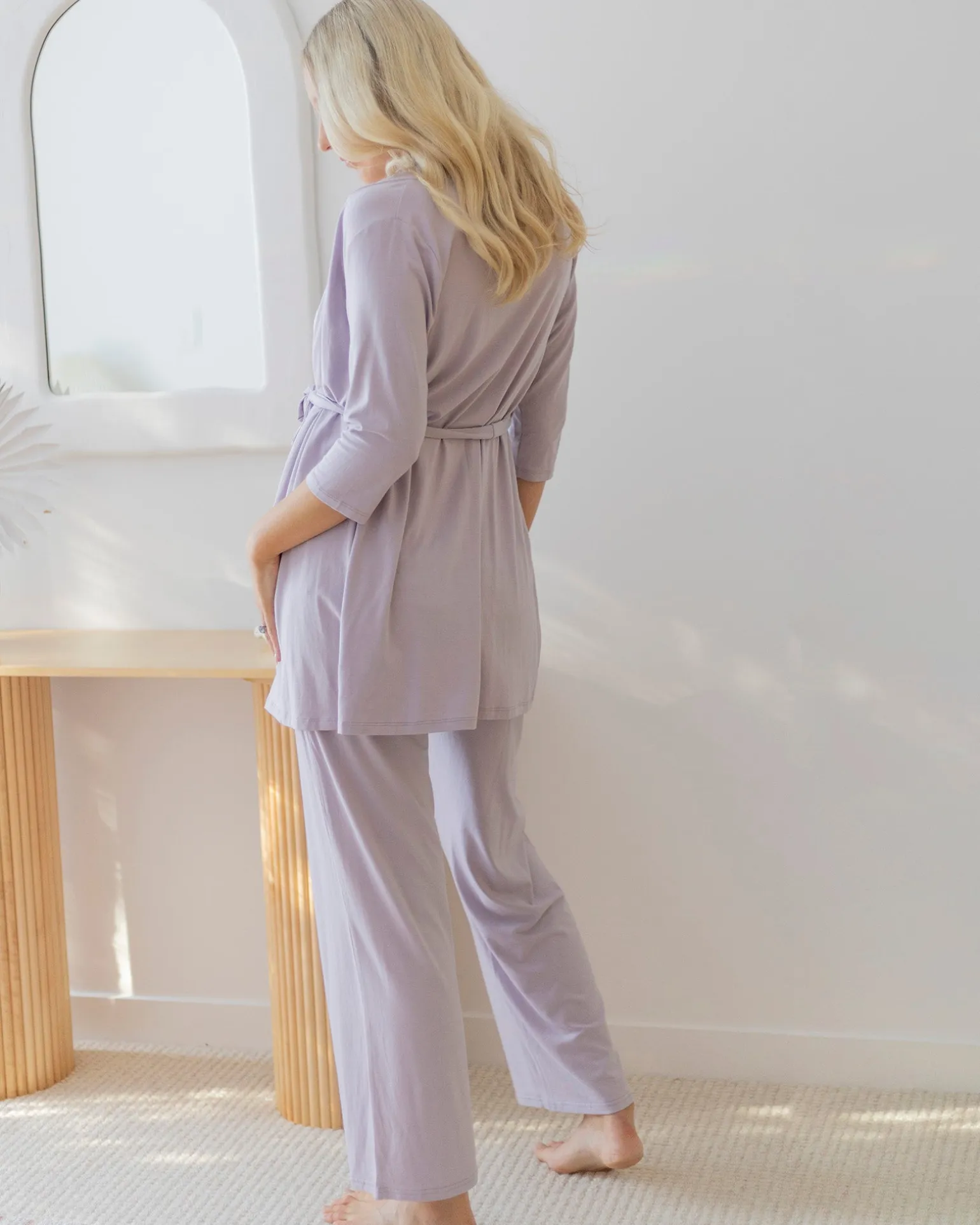 Maternity Versatile Lavender Cardigan With Removable Belt