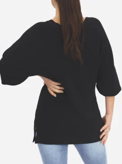 Maternity V-Neck Raglan Sleeve Sweater in Black