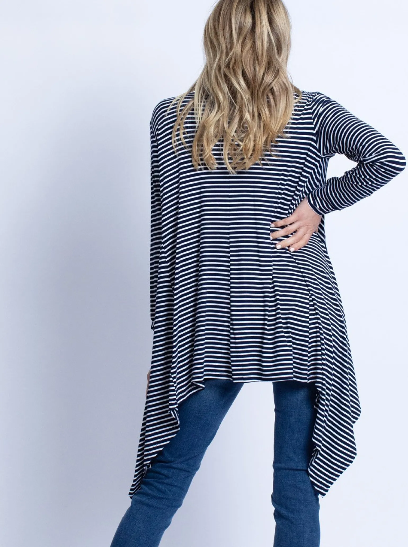 Maternity Waterfall Nursing Cover Cardigan - Navy Stripes