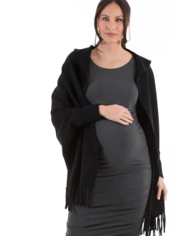 Maternity Wool Blend Winter Cape - Black