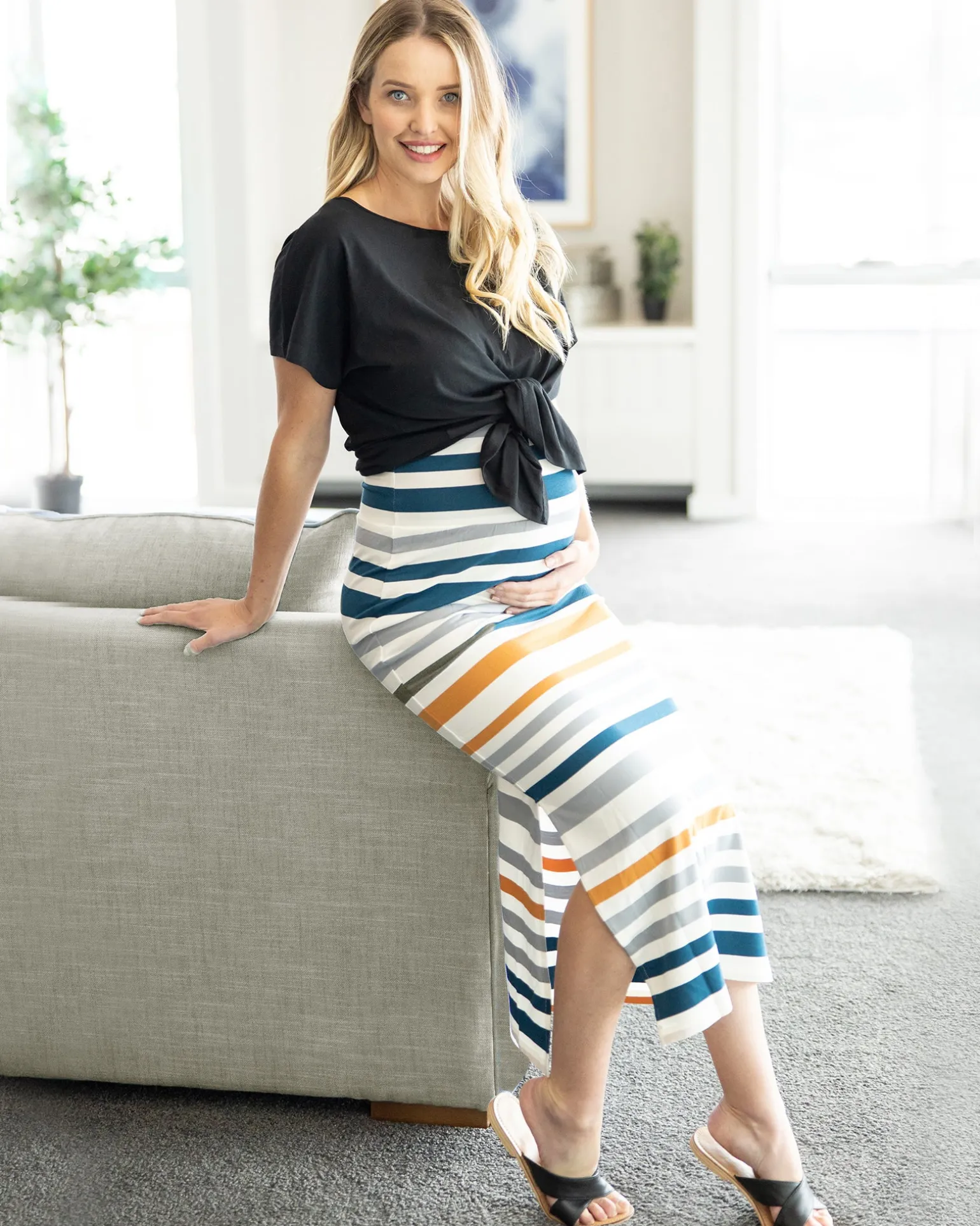 Maxi Maternity Maxi Skirt in Stripe