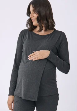 Monique Long Sleeve Nursing Charcoal Petal Top