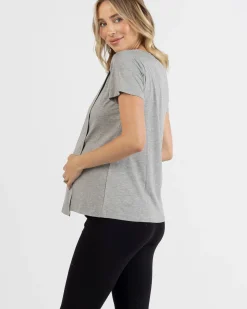 Monique Maternity Nursing Petal Top - Grey