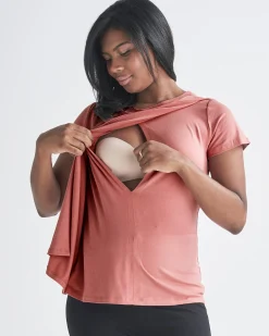 Monique Maternity Nursing Petal Top - Coral Pink