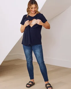 Monique Maternity Nursing Petal Top -Midnight Navy