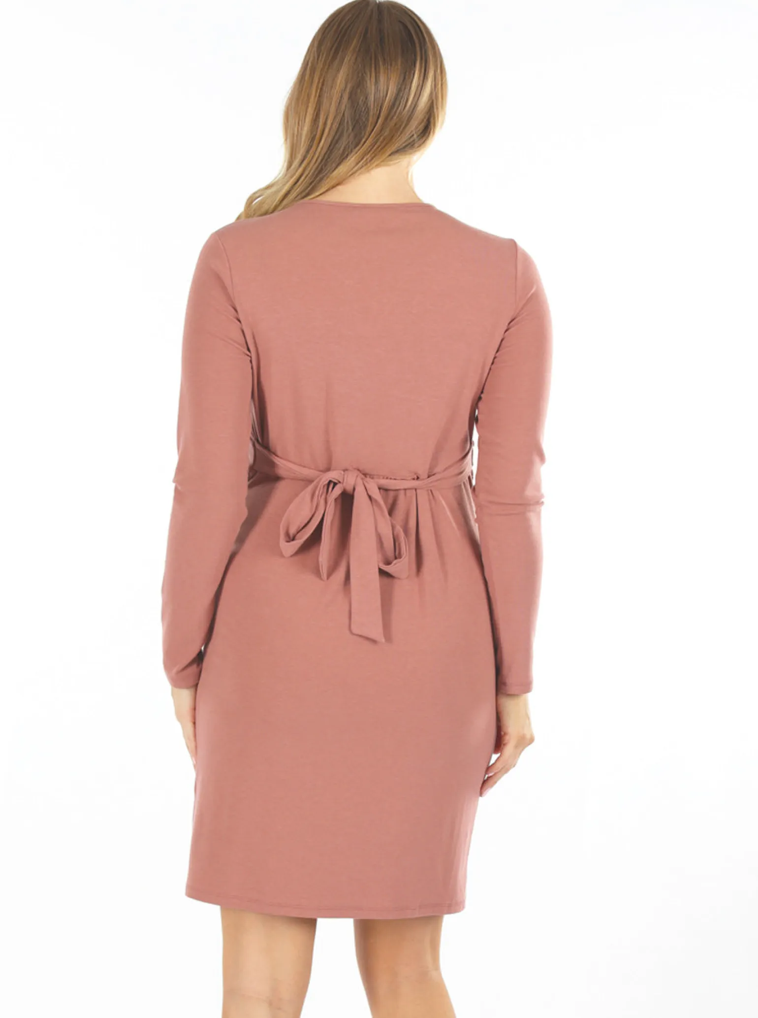 Nancy Maternity & Nursing Tie Waist Wrap Dress - Pink