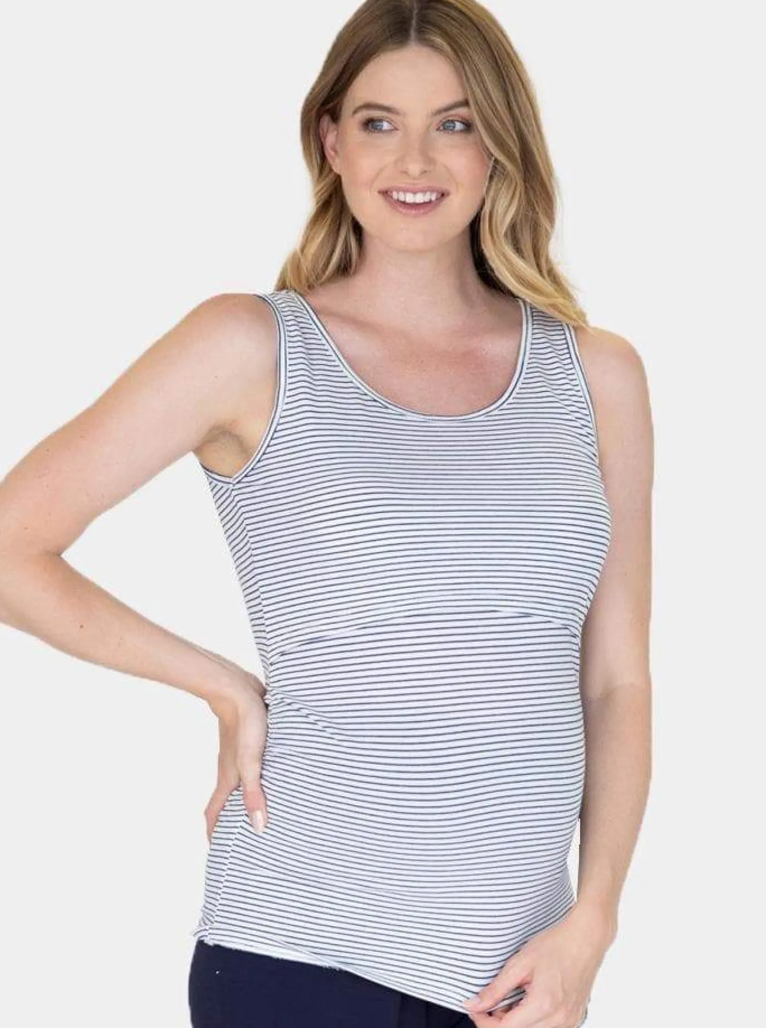 Nursing Pull Up Tank Top in Stripes
