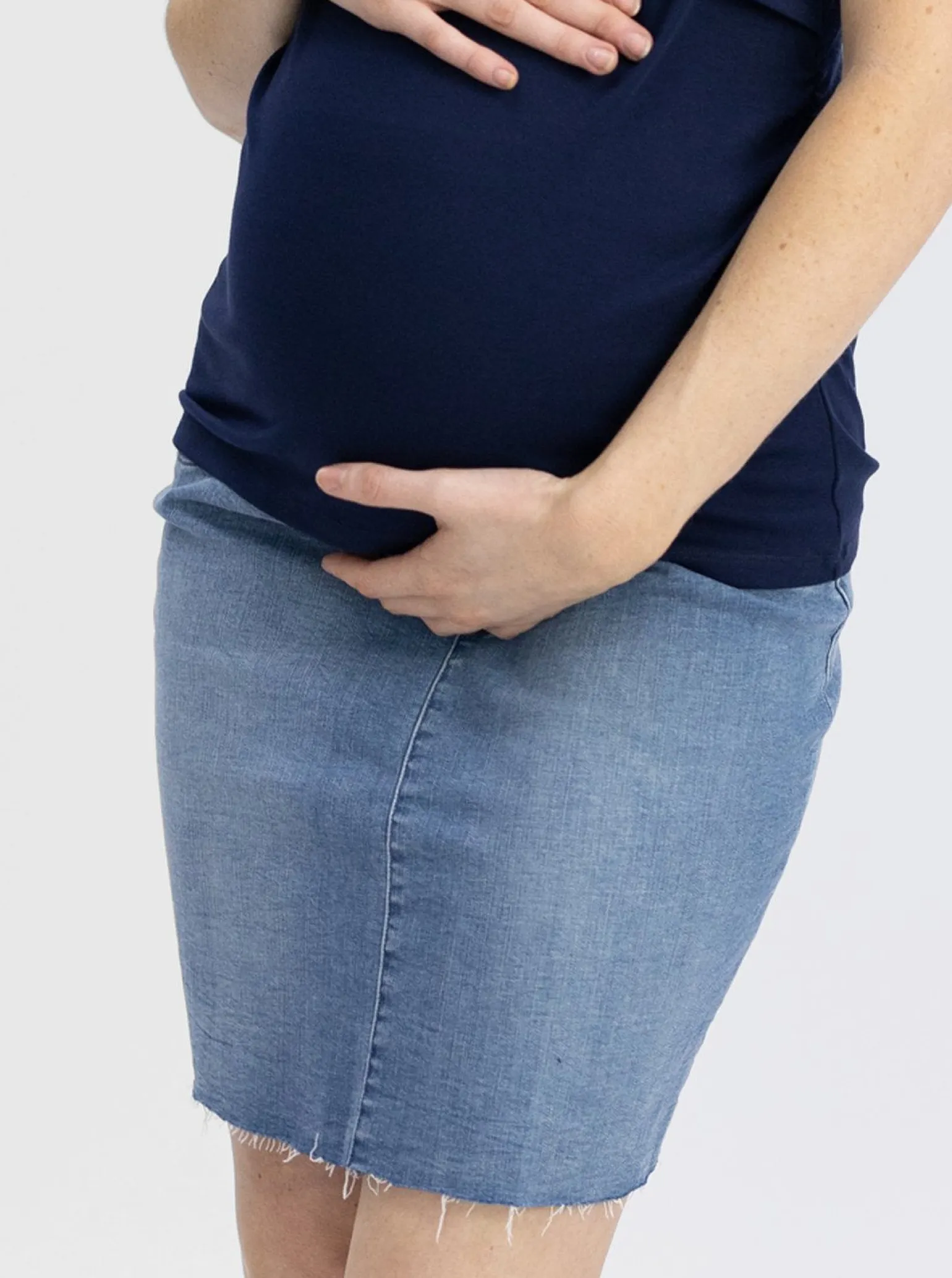 Over The Bump High Waist Maternity Denim Skirt