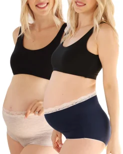 2-pack - Gracie Bamboo Maternity Underwear in Grey/Navy