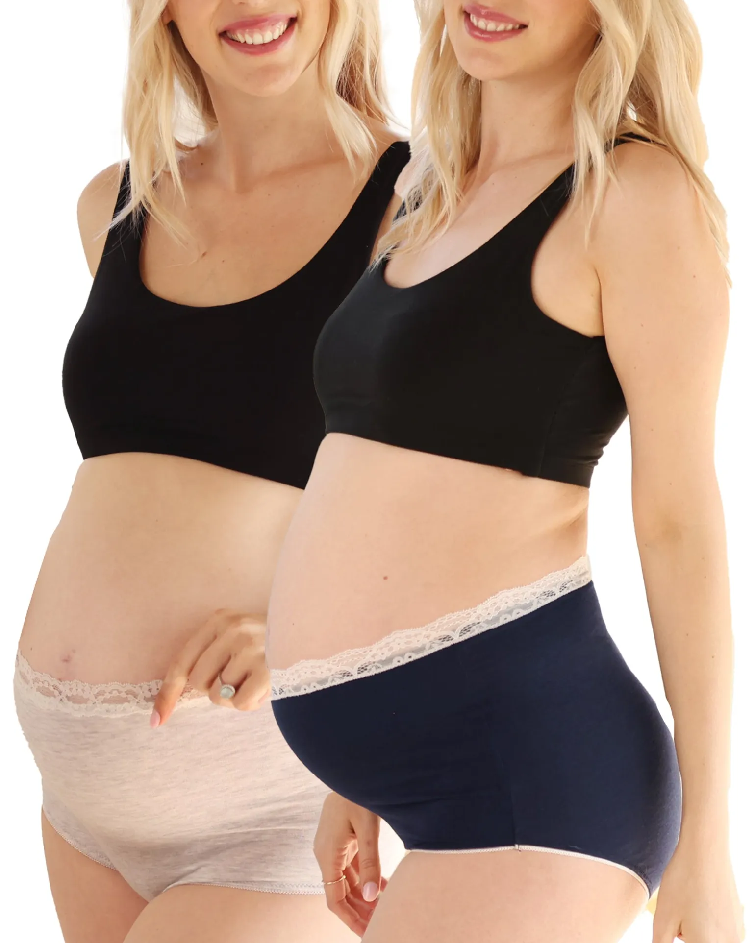 2-pack - Gracie Bamboo Maternity Underwear in Grey/Navy
