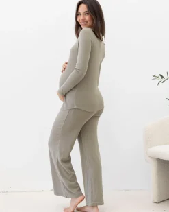 3-Piece Isabelle Maternity Loungewear/ Sleepwear PJ set - Sage Green