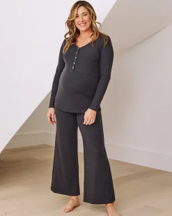 3-Piece Isabelle Maternity Sleepwear Set - Charcoal