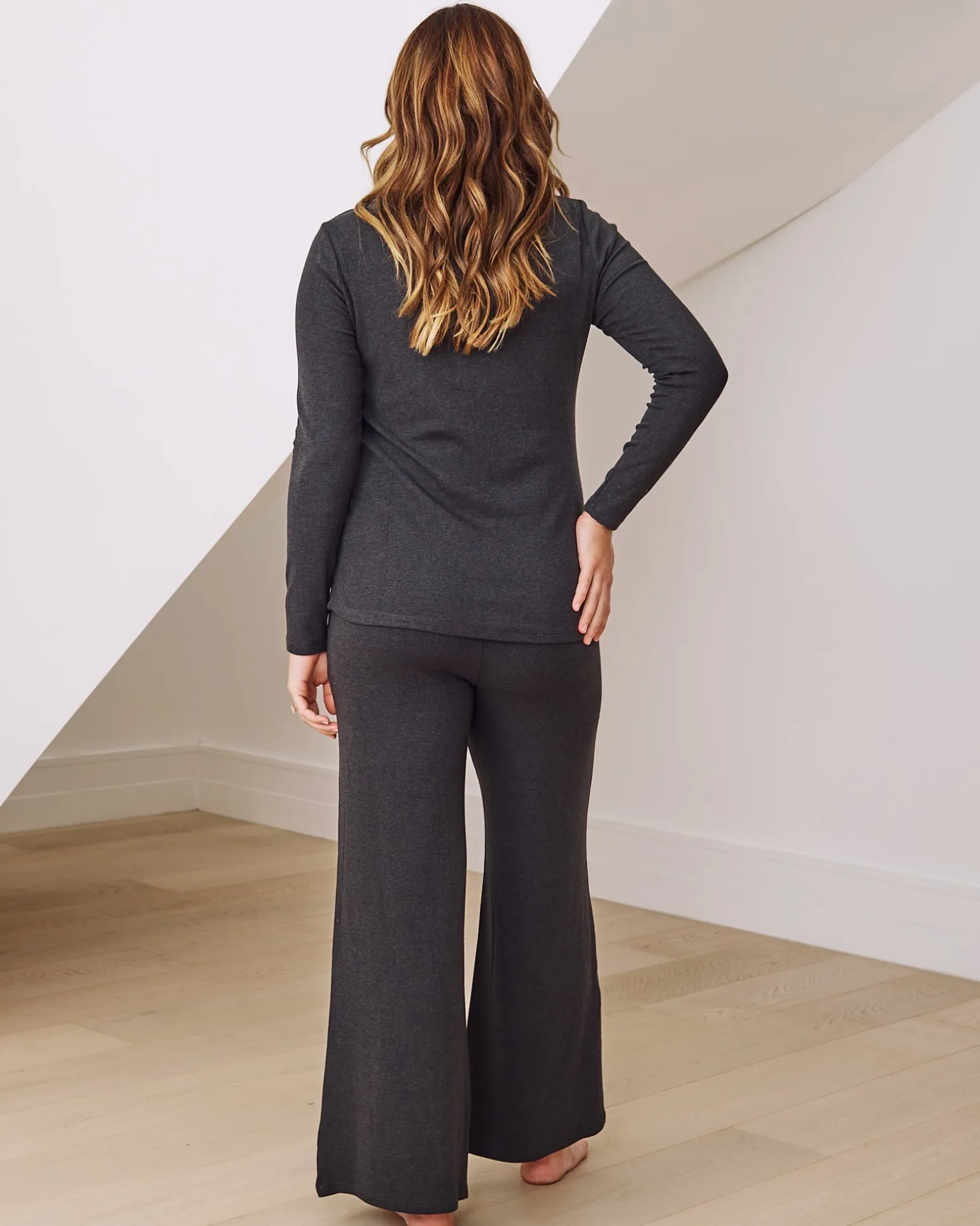 3-Piece Isabelle Maternity Sleepwear Set - Charcoal