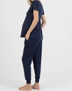 2-Piece Kyra Maternity Loungewear/Sleepwear PJ set - Navy