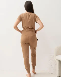2-Piece Kyra Maternity Loungewear/Sleepwear PJ set - Taupe