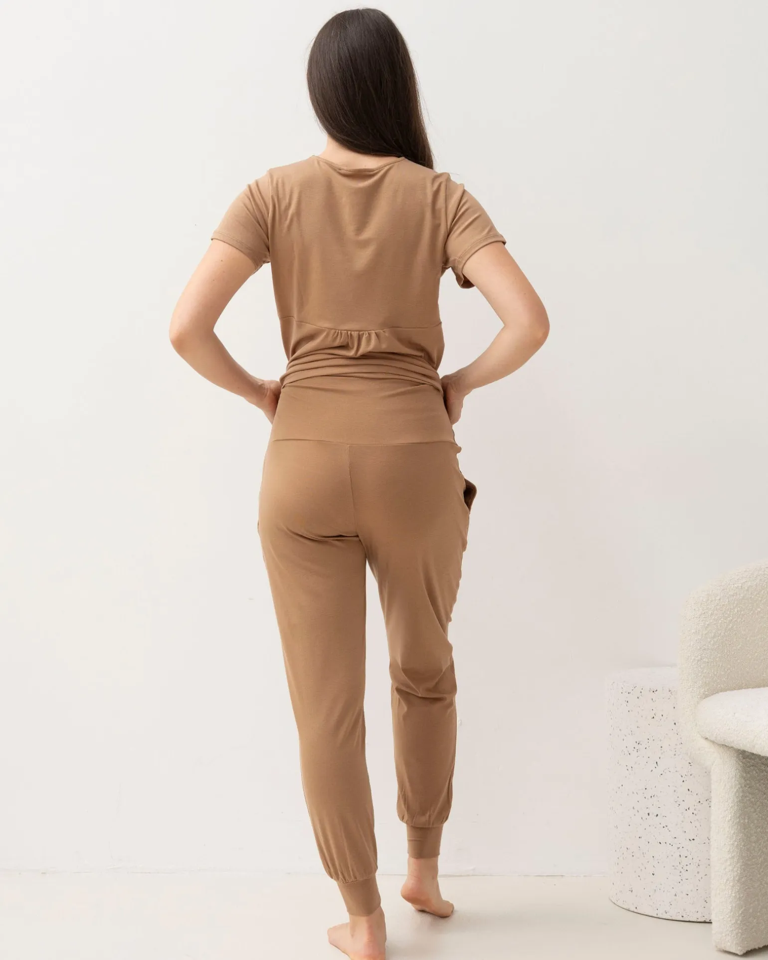 2-Piece Kyra Maternity Loungewear/Sleepwear PJ set - Taupe