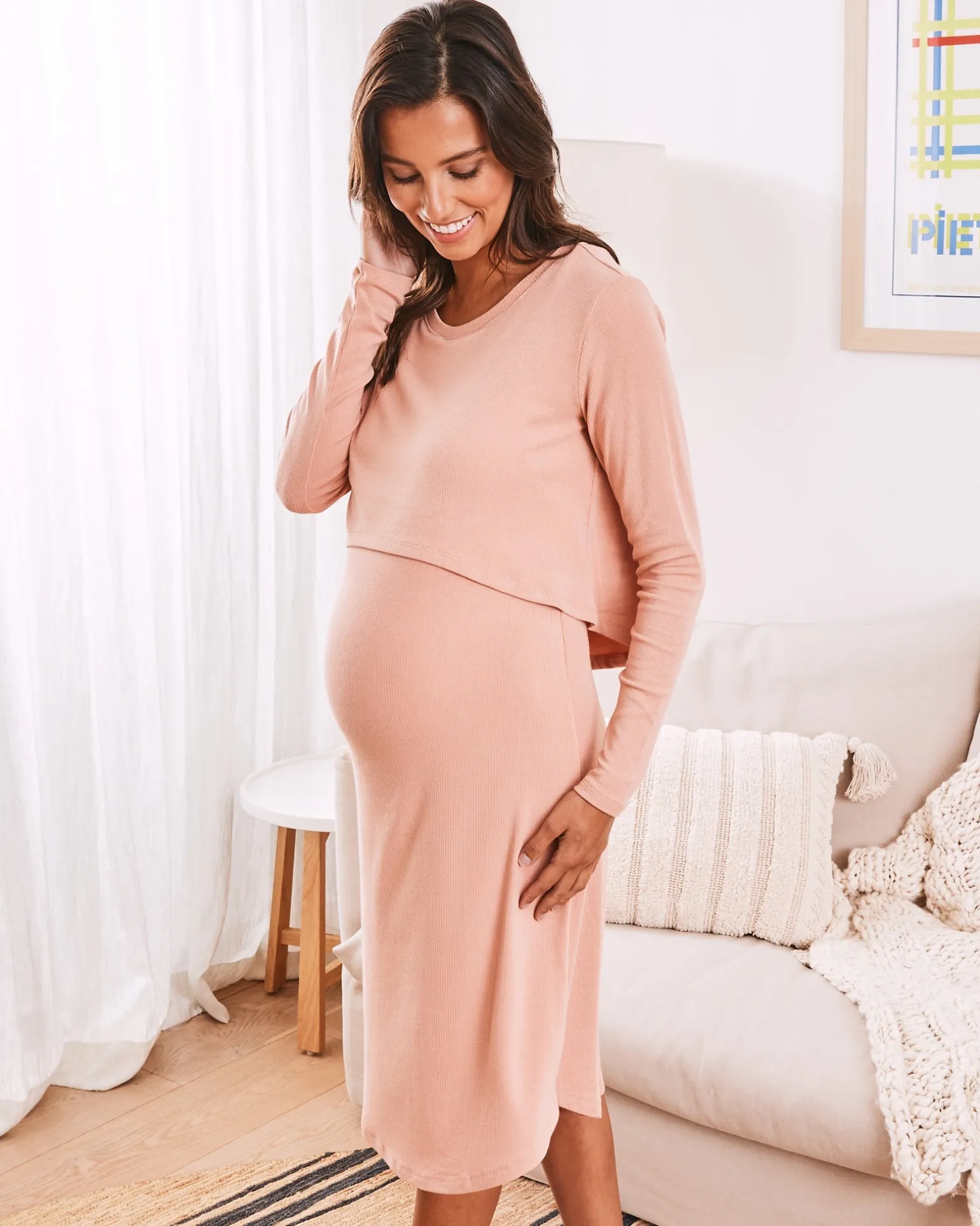 2-Piece Leah Maternity Loungewear/ Sleepwear Set - Dusty Pink