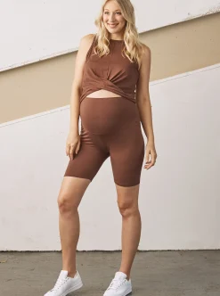 2 Piece Maternity Crop Bamboo Top and Bike Shorts