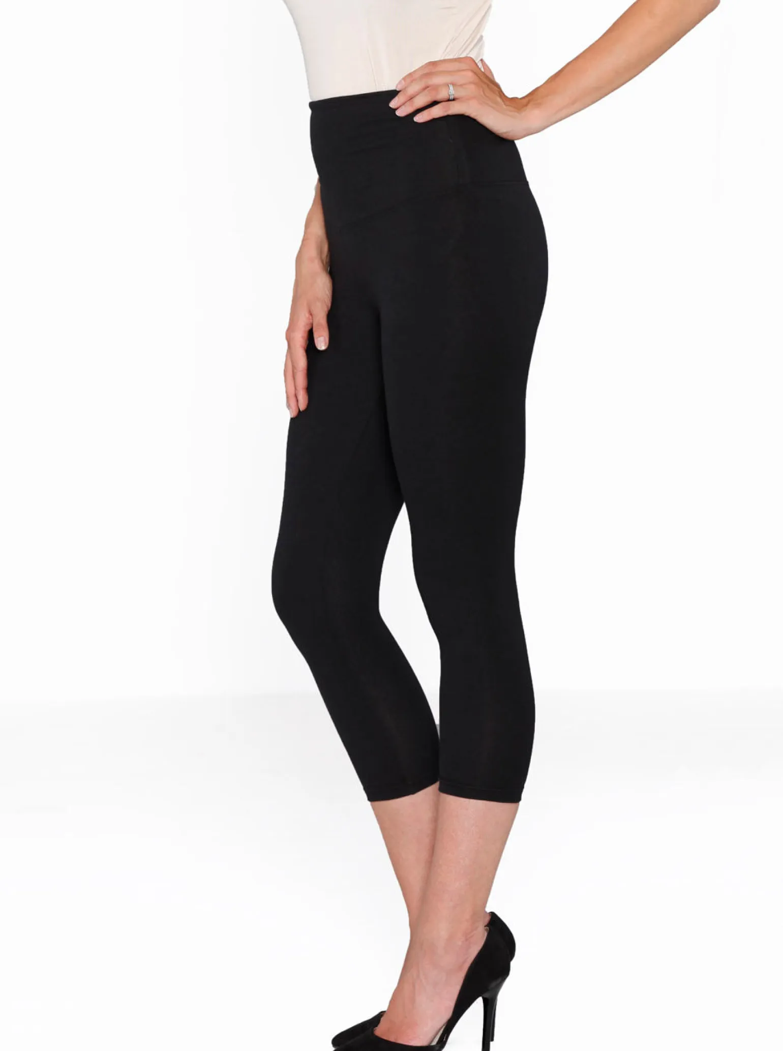 Postpartum Tummy Tight Control Capri Built-In Shaping 3/4 Legging