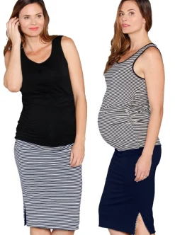 Reversible Maternity Skirt in Black/Navy Stripes