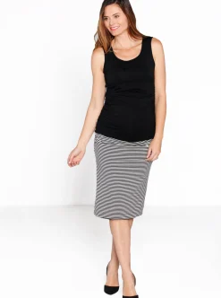 Reversible Maternity Skirt in Black/Navy Stripes