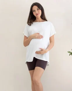 Reversible Maternity Tee Top in Off White