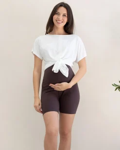 Reversible Maternity Tee Top in Off White