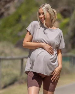 Reversible Maternity T-Shirt in Mushroom Grey