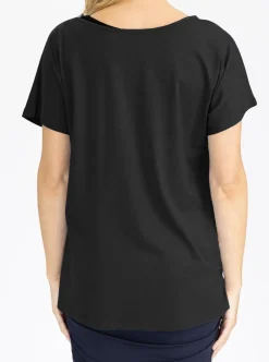 Reversible Tie Front Maternity Top in Black