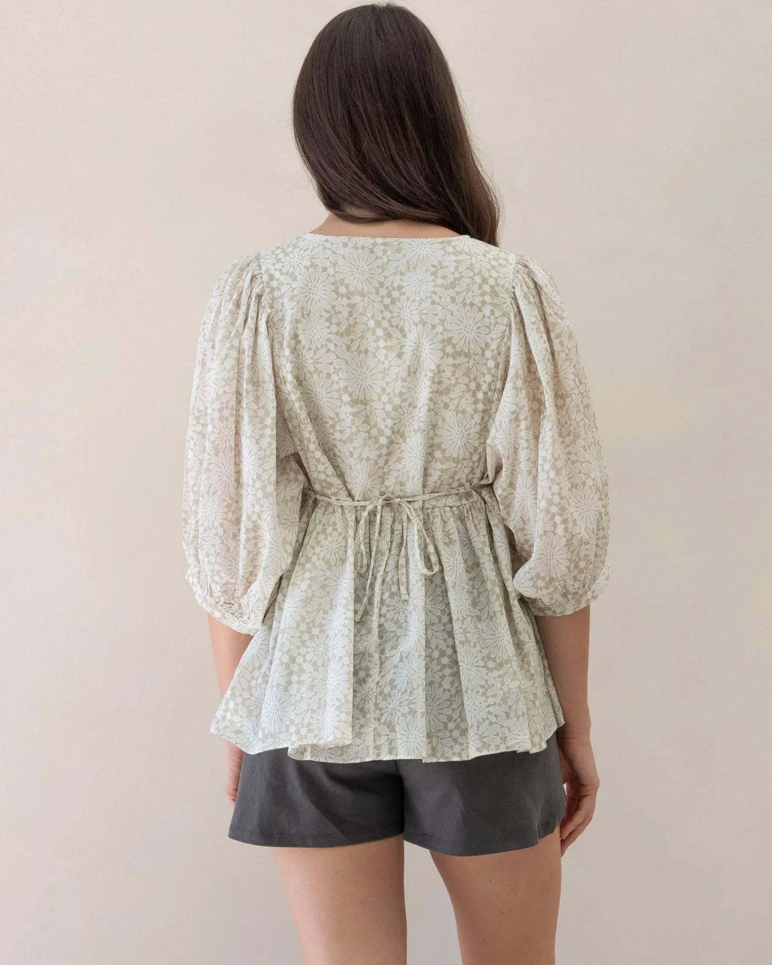 Romantic Daisy Print Cotton Tunic Top