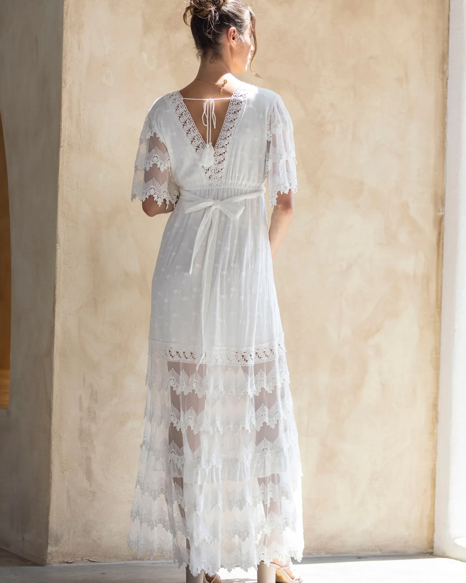 Roxy Lace Baby Shower Dress - White