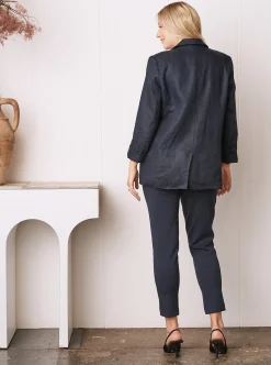 Sadie Maternity Linen Jacket in Navy