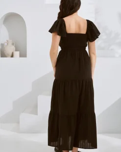 Serena Maternity Cotton Dress in Black