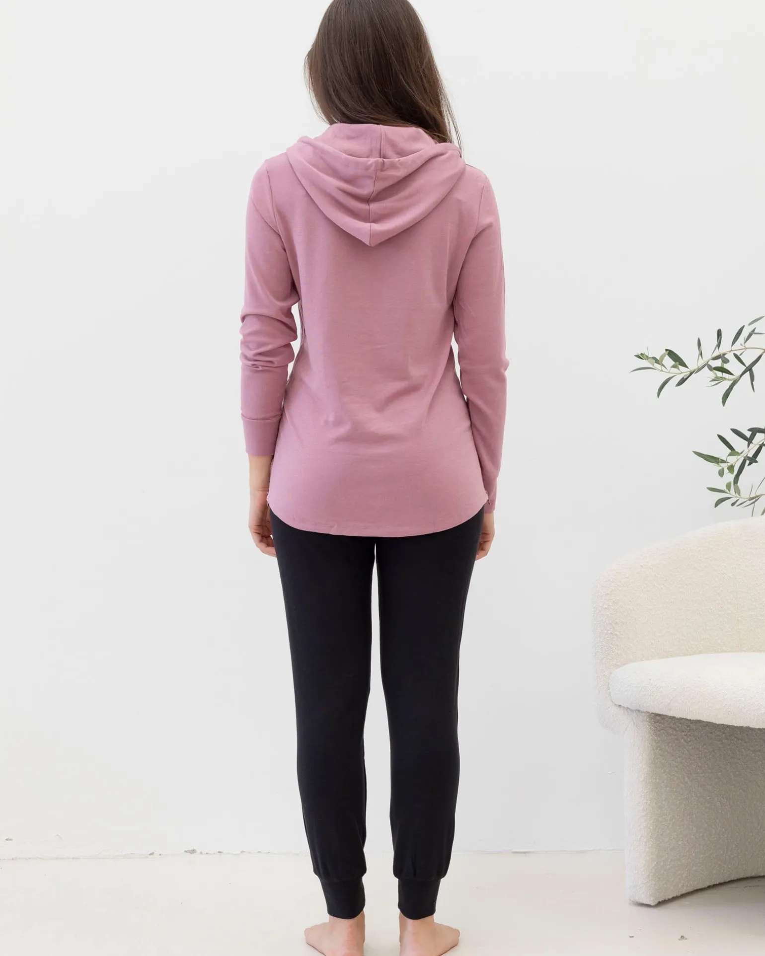 Side Zipper Winter Rib Hoodie Top