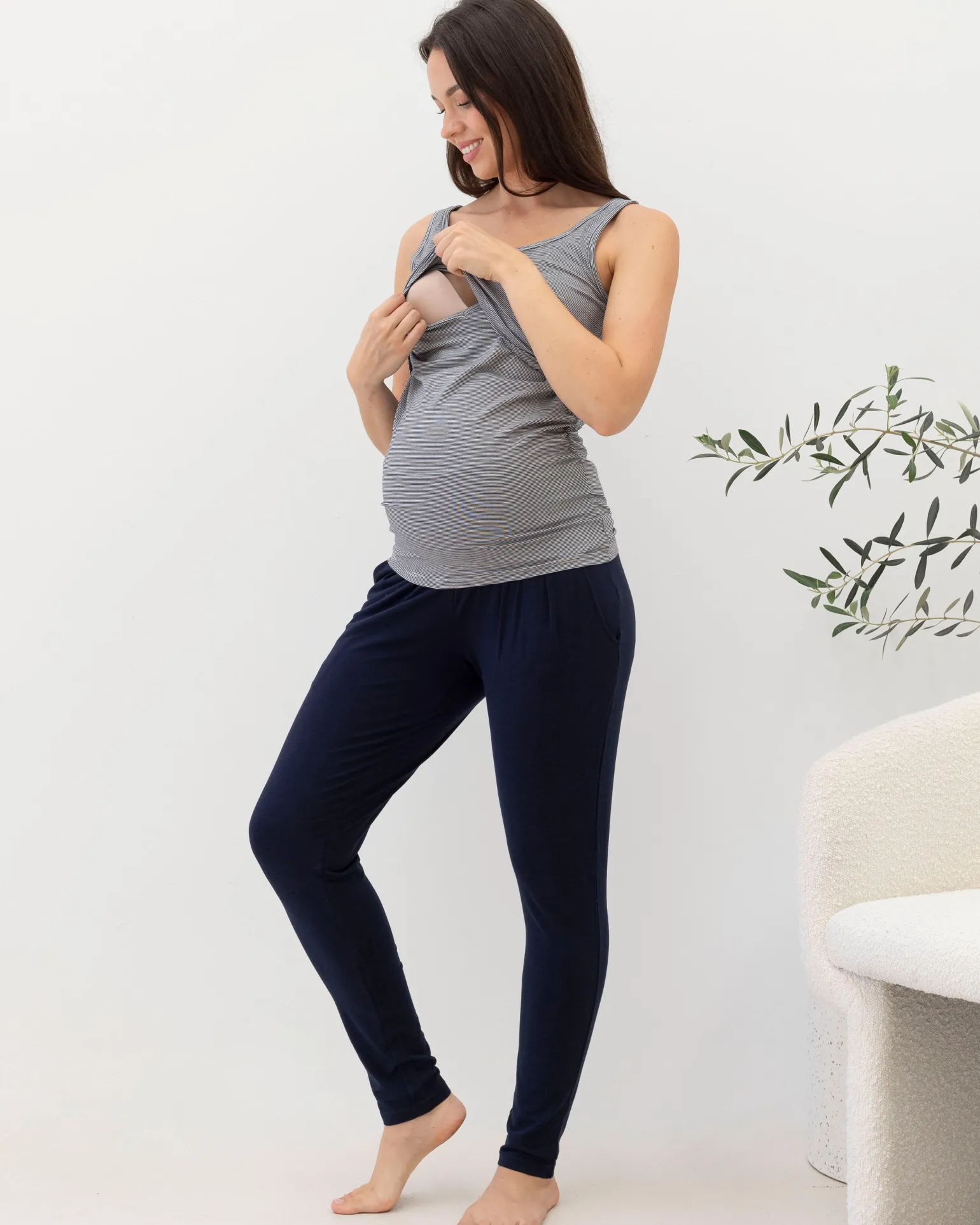 Silvia "Street to Home" Bamboo Maternity 3 Piece Outfit Set in Navy