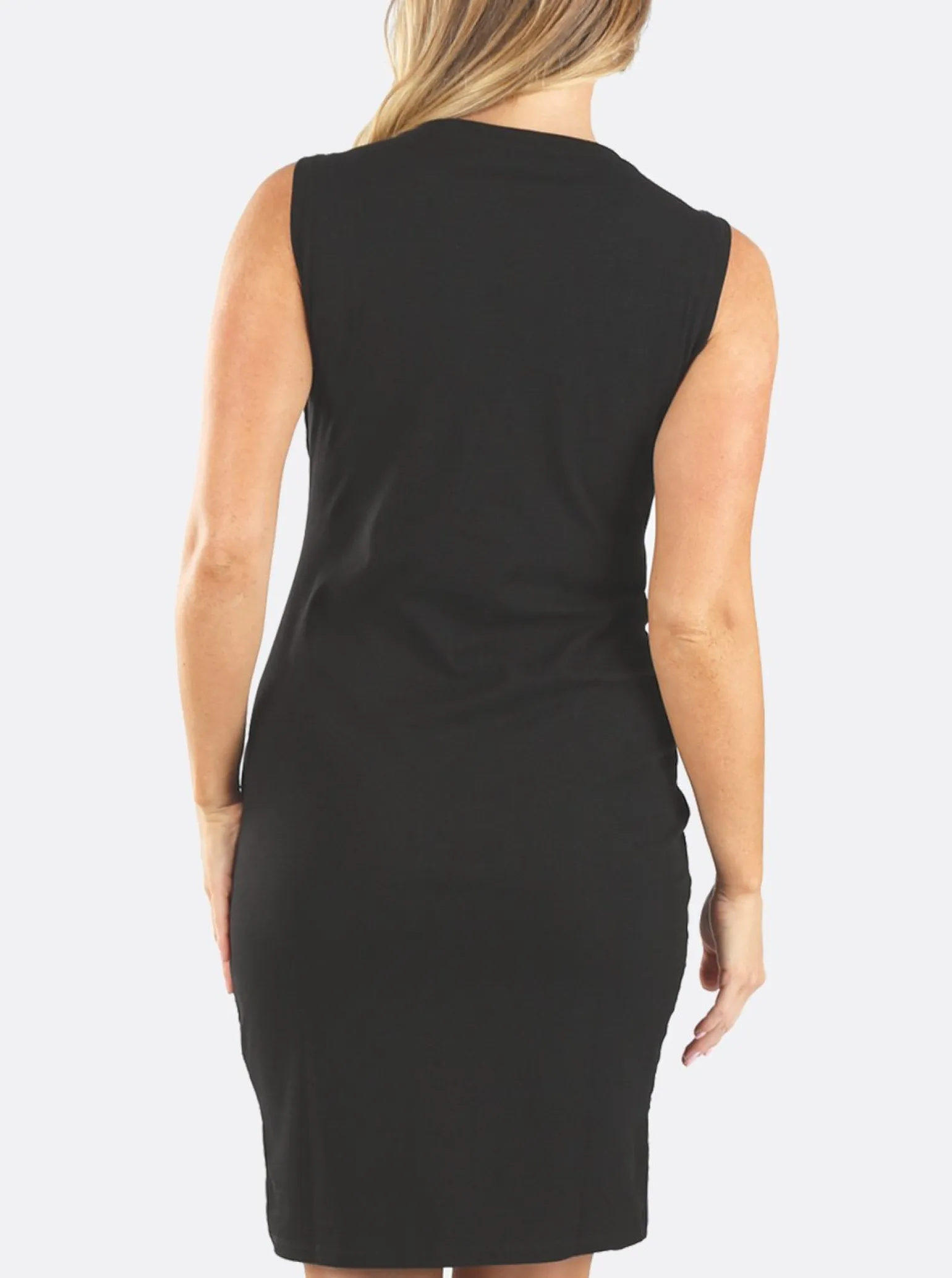 Sleeveless Black Maternity and Nursing Tie Knot Dress
