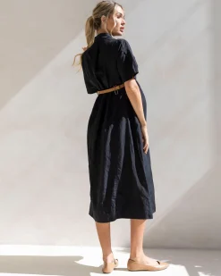 Sophia Maternity Belt Work Dress in Black