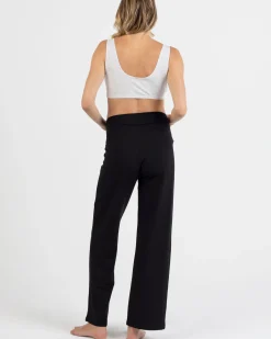 Straight Cut Maternity Bamboo Pants in Black