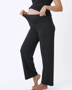 Straight Cut Maternity Bamboo Pants in Black