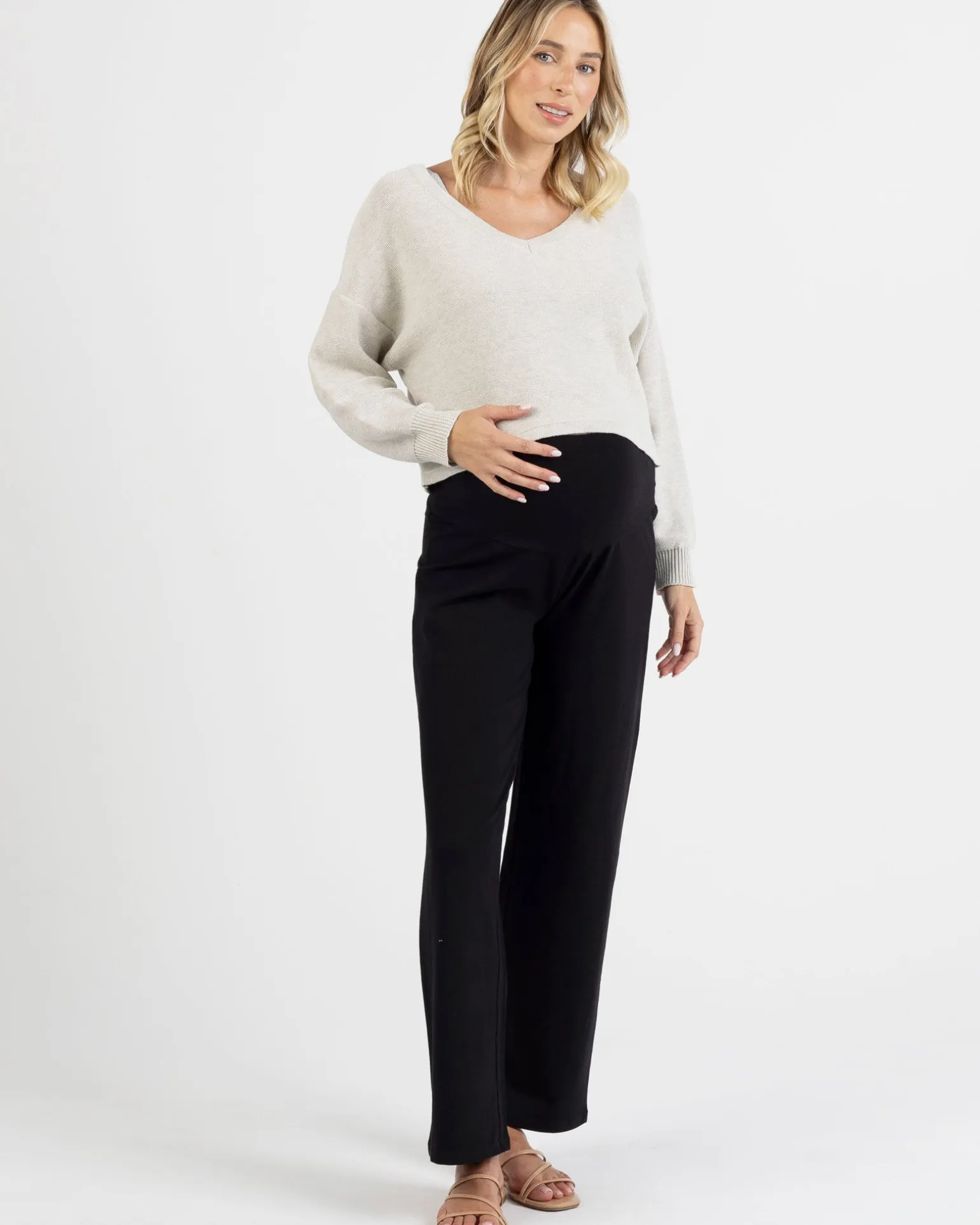Straight Cut Maternity Bamboo Pants in Black