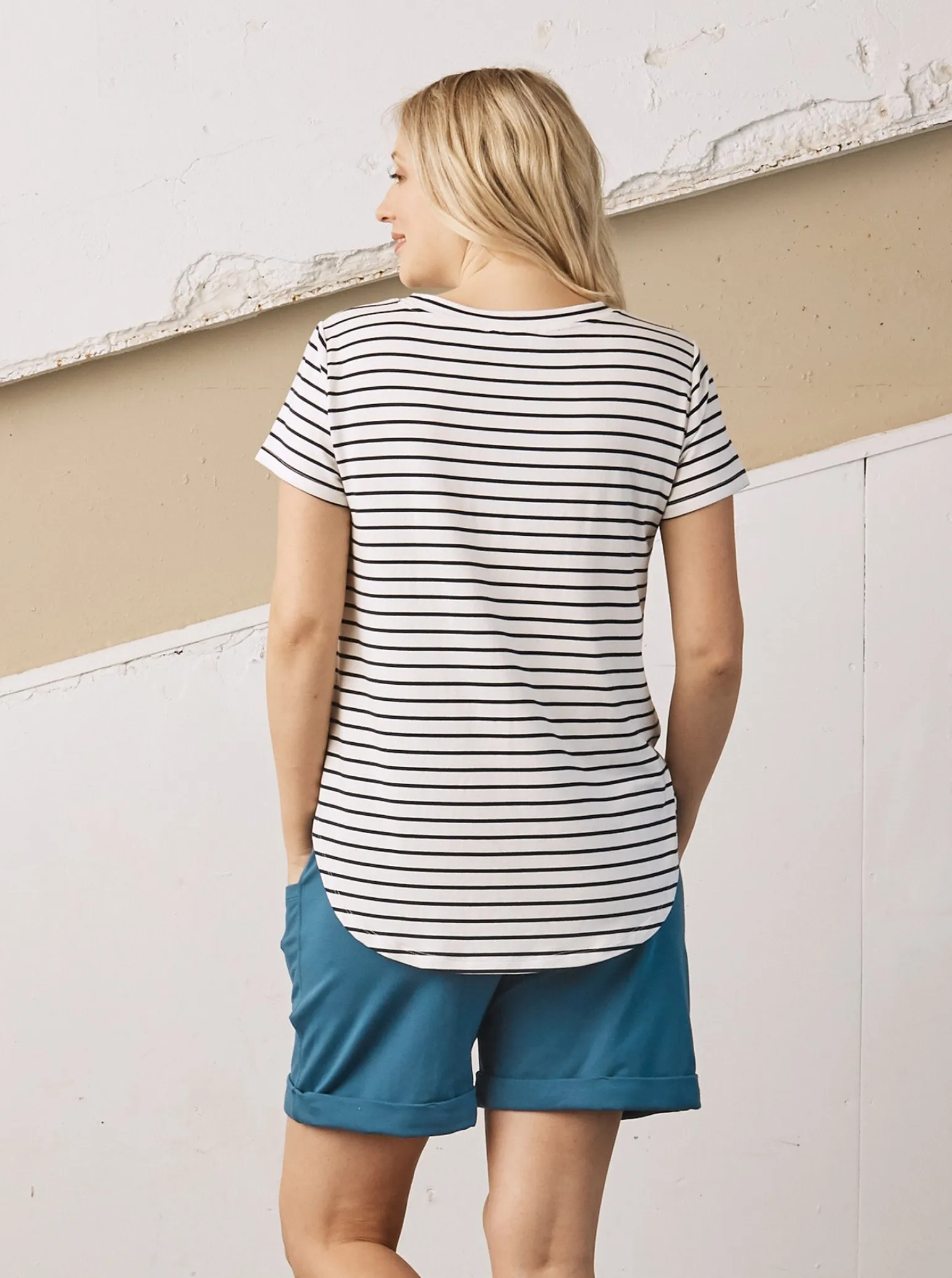 Summer Cotton Maternity Shorts in Breezy Blue