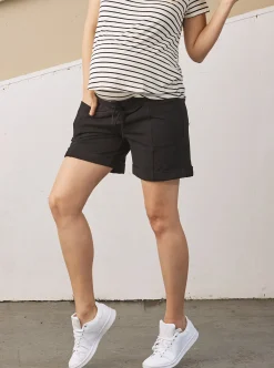 Summer Cotton Maternity Shorts in Black