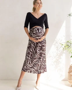 Suzie Maternity Cross Over Off Shoulder Top in Black