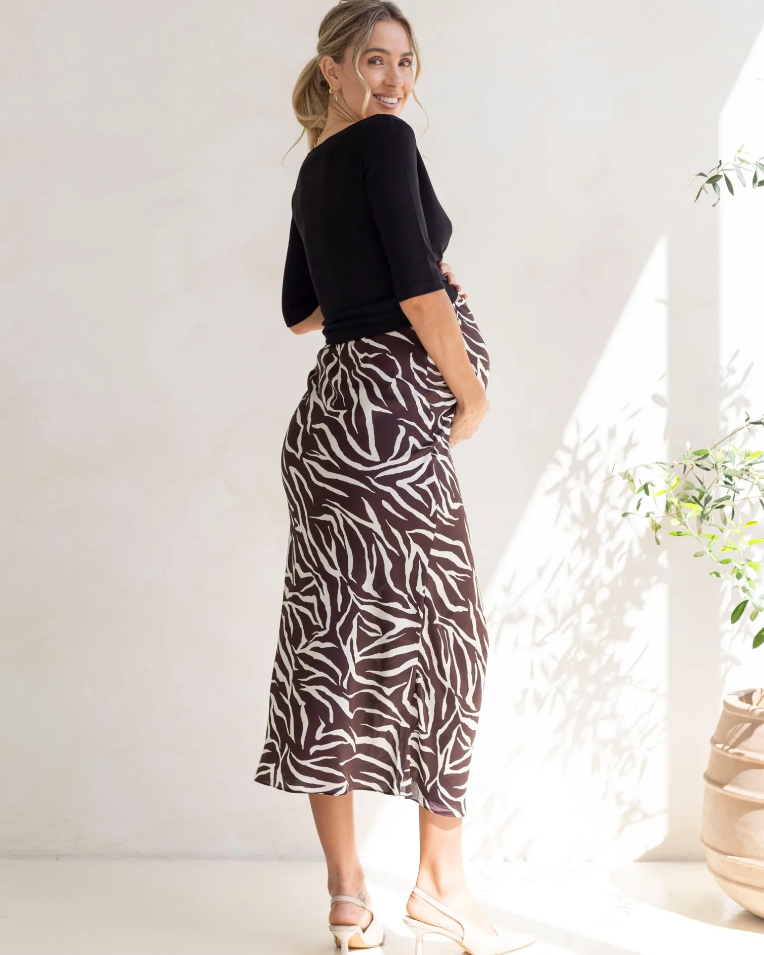 Suzie Maternity Cross Over Off Shoulder Top in Black