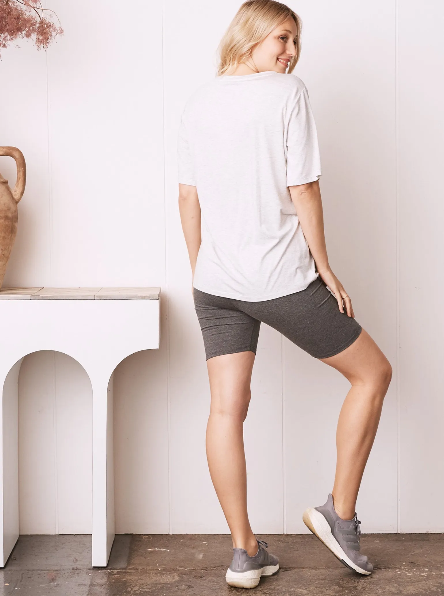 Versatile Cotton Maternity Shorts - Charcoal