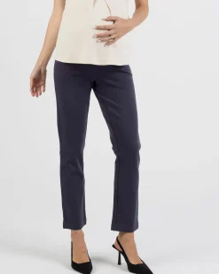 Zoe Maternity Straight Cut Ponti Work Pants in Navy