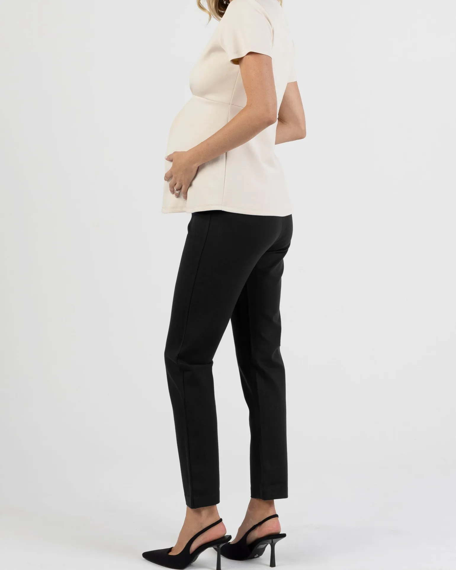 Zoe Maternity Straight Cut Ponti Work Pants in Black